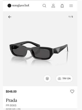 NWT Brand new Prada Black Rectangular Slim-Temple Sunglasses
